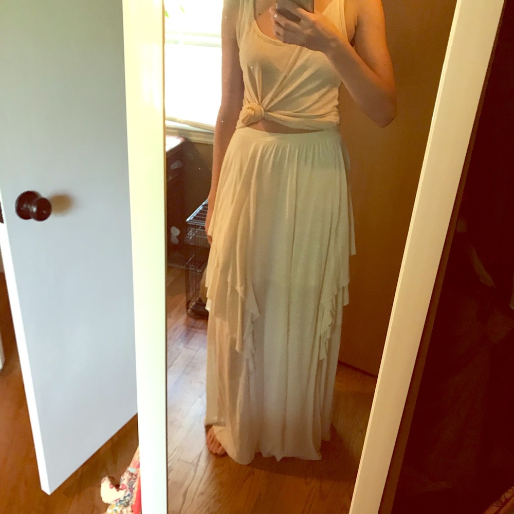 White Maxi Ruffle Free People Skirt